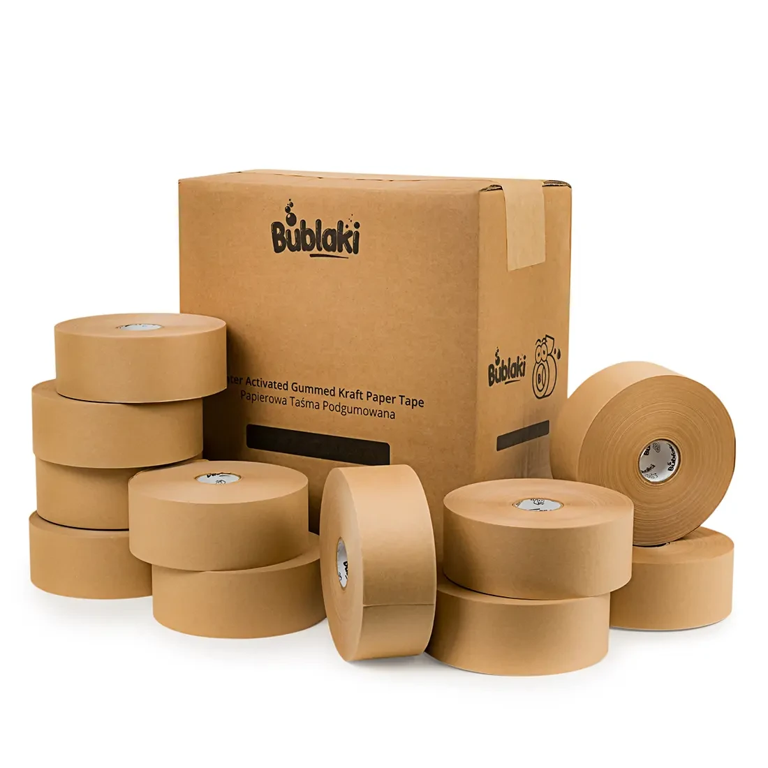 Ökologisches wasseraktiviertes Kraftpapierband 50 mm / 114 m Bublaki BT-W501 (20 Stk.)