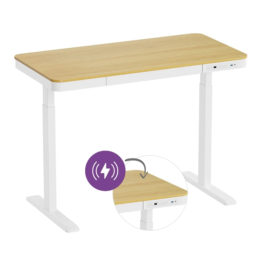 Eleganter elektrisch verstellbarer Schreibtisch mit induktivem Ladegerät Spacetronik Astrid SPE-B136WD