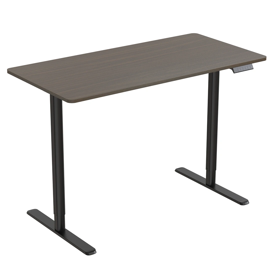 Verstellbarer Schreibtisch mit elektrischer Höhenverstellung Spacetronik Moris SPE-O121, 120x60, schwarzer Rahmen, dunkle Holzplatte