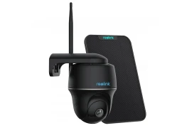 Reolink Argus PT 5Mpix WiFi 2,4 und 5GHz intelligente Kamera mit Personenerkennung, Schwarz + Solarpanel