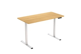 Verstellbarer Schreibtisch mit elektrischer Höhenverstellung Spacetronik Moris SPE-O121, 120x60, weißer Rahmen, helle Holzplatte
