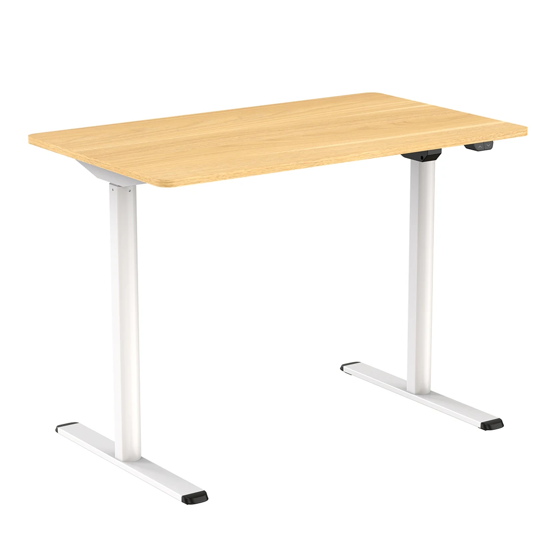 Verstellbarer Schreibtisch mit elektrischer Höhenverstellung Spacetronik Moris SPE-O121, 100x60, Weißes Rahmen, helles Holzplatte