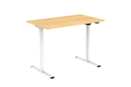 Verstellbarer Schreibtisch mit elektrischer Höhenverstellung Spacetronik Moris SPE-O121, 100x60, Weißes Rahmen, helles Holzplatte