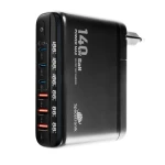 GaN-Ladestation 140 W Spacetronik SR103, LED 6 USB-Anschlüsse (3A3C), PD+QC3.0